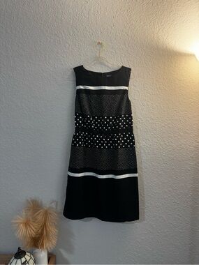LOFT Black and White Sleeveless A-Line Mini Dress